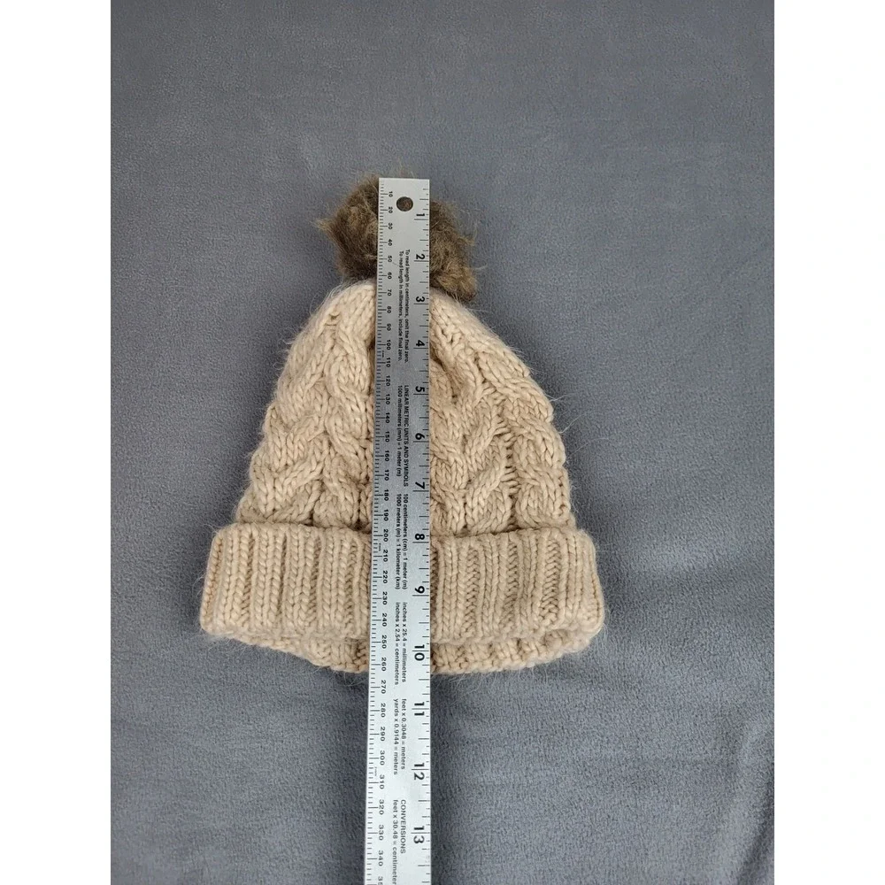 Bp Knit Beanie Kids One Size Brown Lightweight Outdoor Skull Cap Hat Pom‎ Pom
